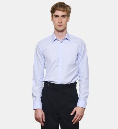Chemise ciel rayures milleraies coupe cintrée