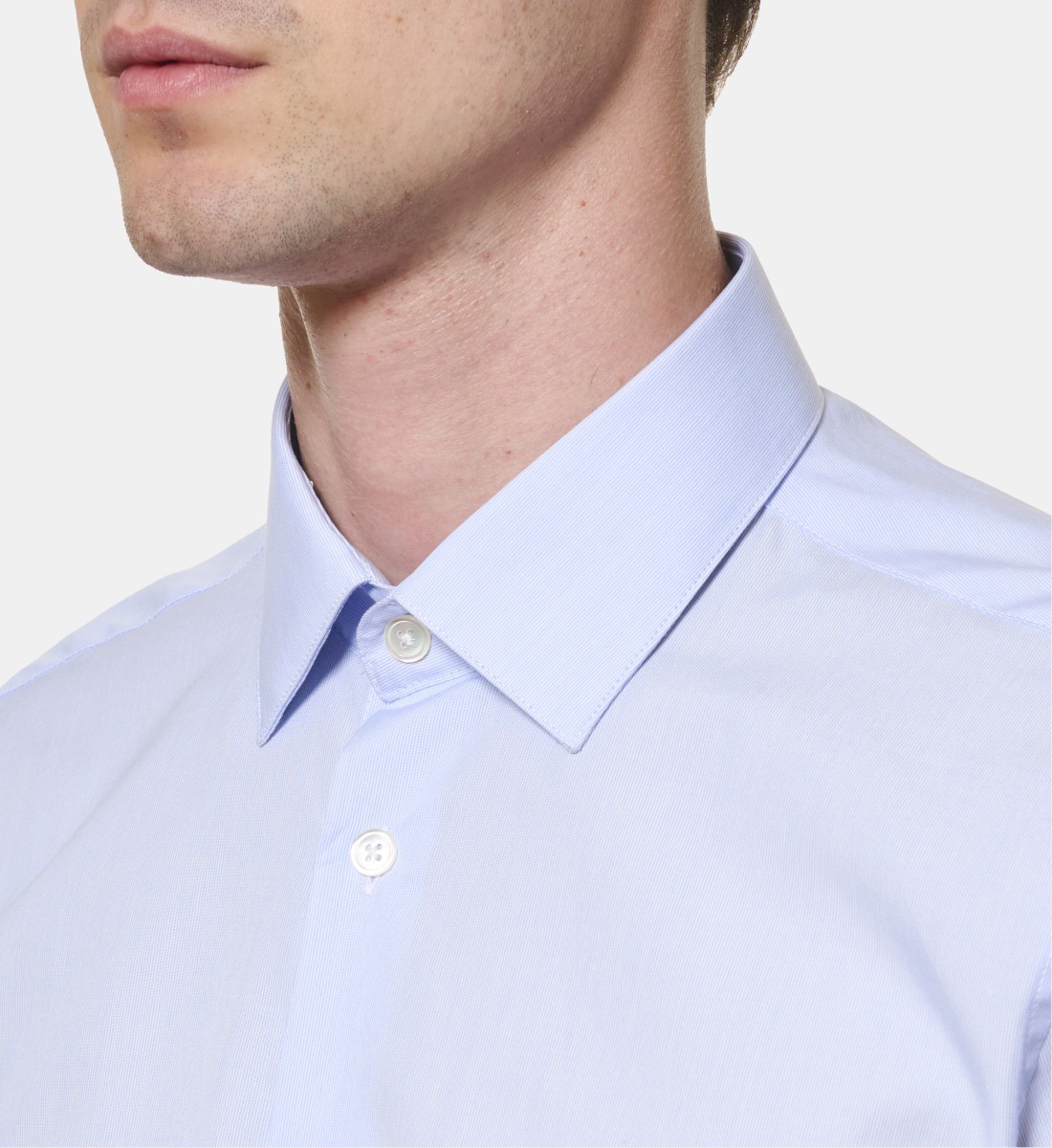 Chemise ciel rayures milleraies coupe cintrée