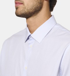 Chemise en popeline à rayures ciel coupe droite