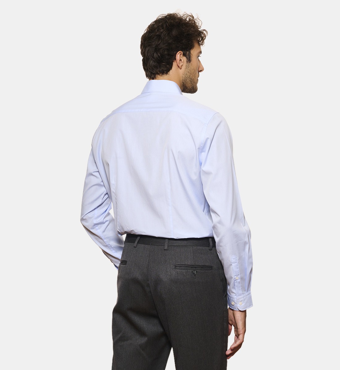 Chemise ciel en popeline double retors coupe droite