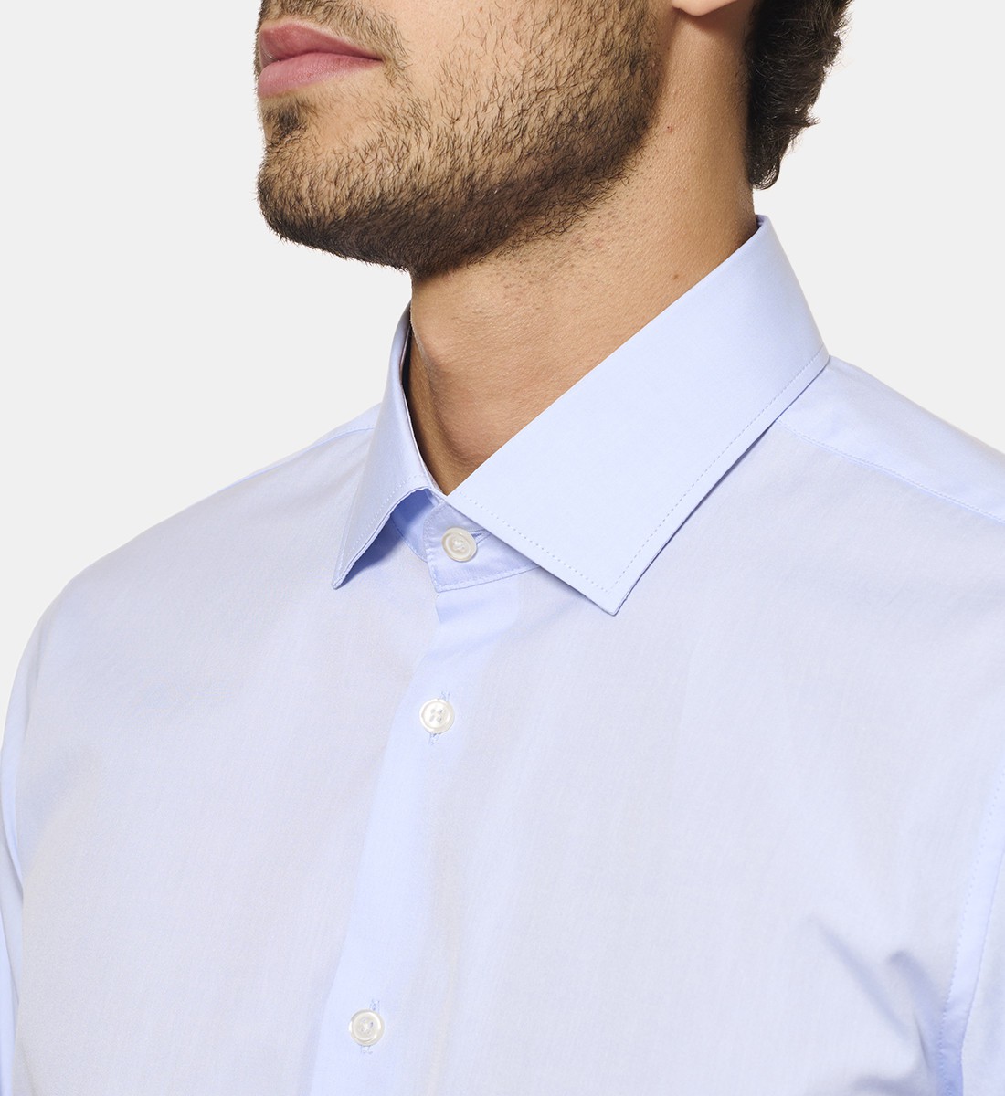 Chemise ciel en popeline double retors coupe droite