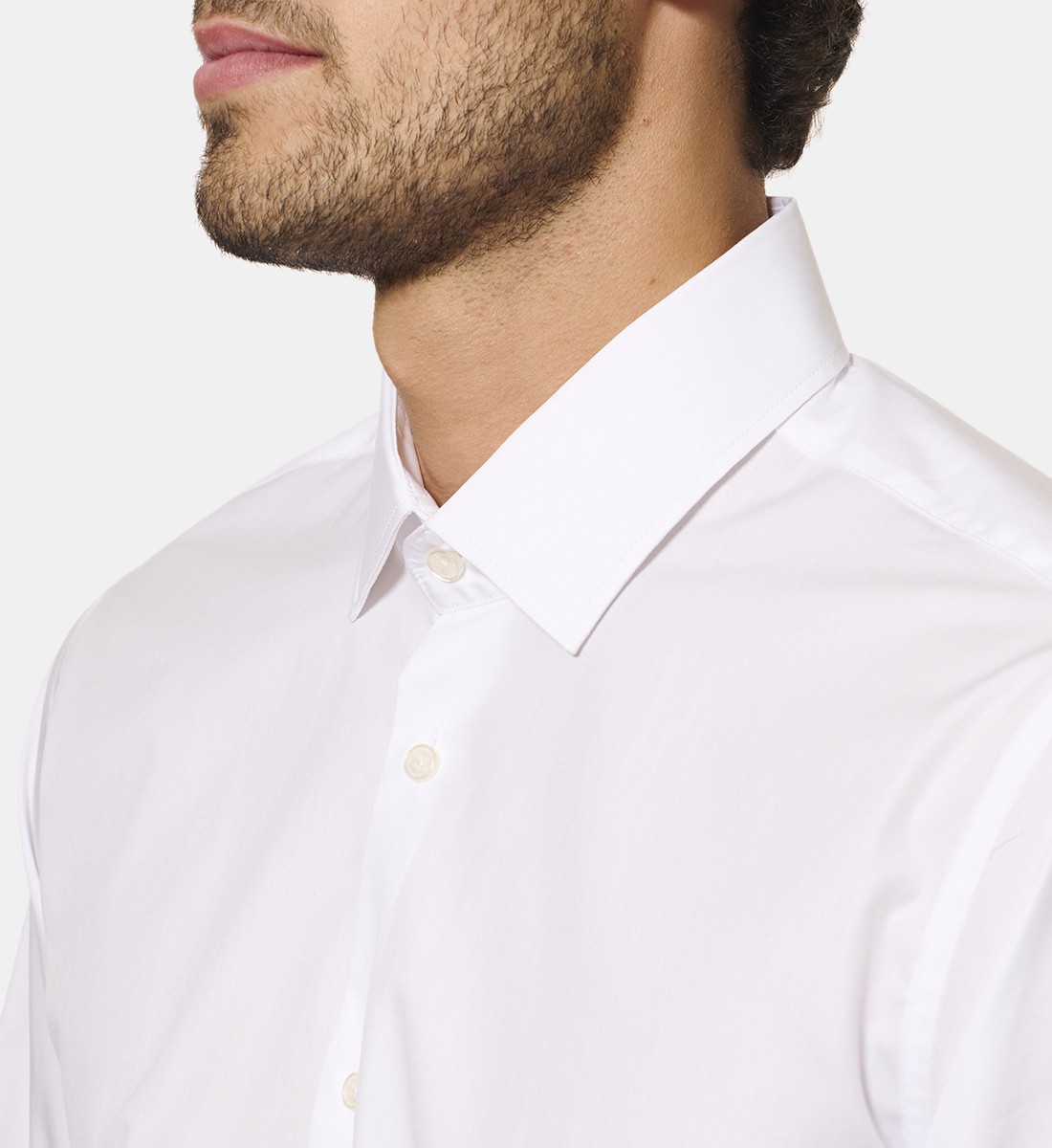 Chemise blanche en popeline double retors coupe droite