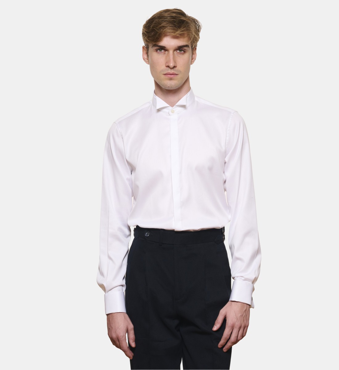 Chemise blanche col cassé coupe droite