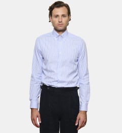 Chemise rayures ciel Pin Collar Coupe cintrée