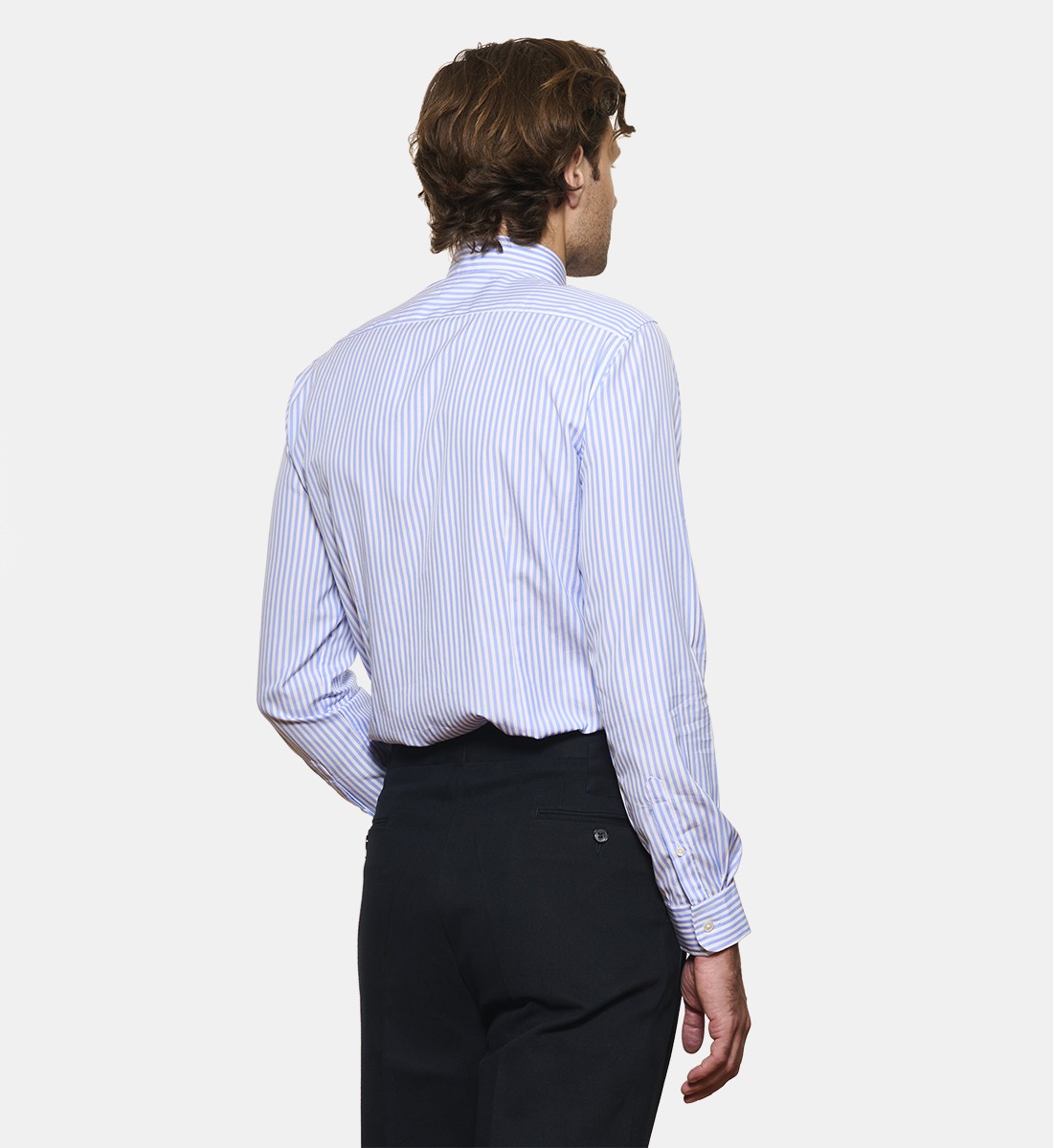 Chemise rayures ciel Pin Collar Coupe cintrée