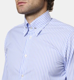 Chemise rayures ciel Pin Collar Coupe cintrée