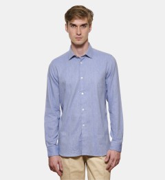 Chemise en flanelle bleu coupe cintrée