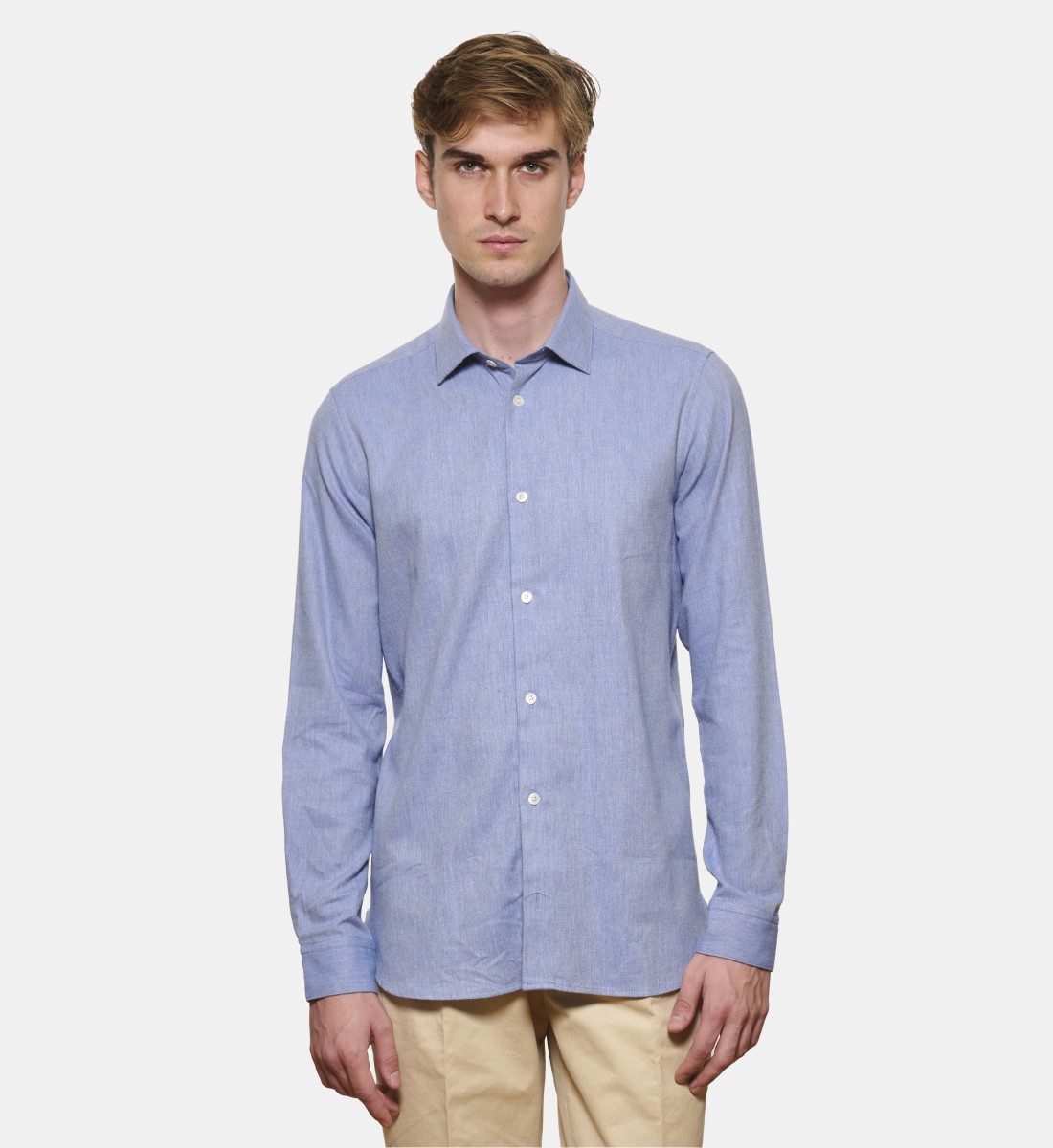 Chemise en flanelle bleu coupe cintrée