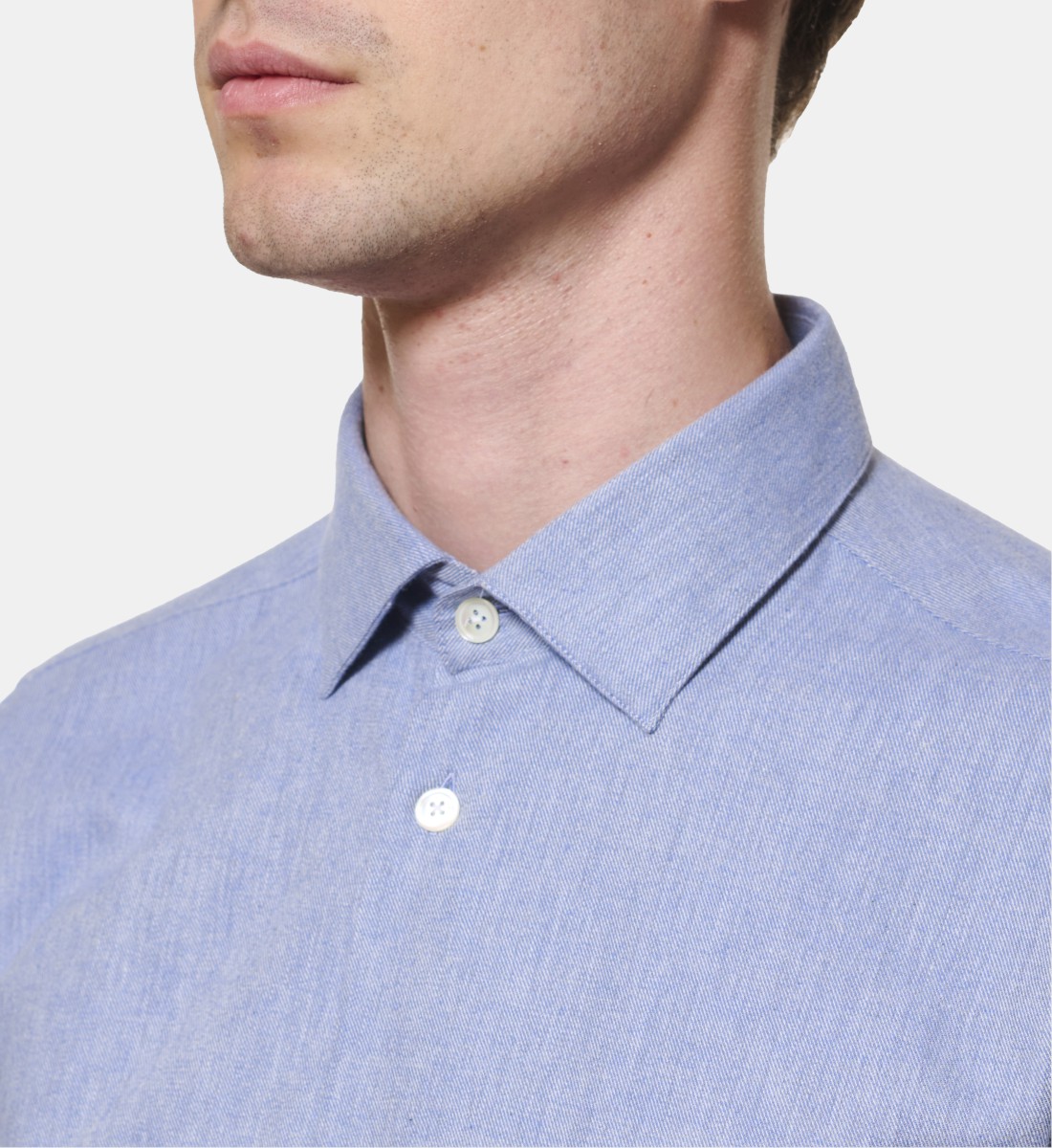 Chemise en flanelle bleu coupe cintrée