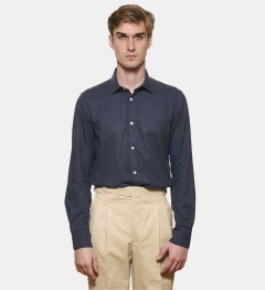 Chemise en flanelle marine coupe cintrée