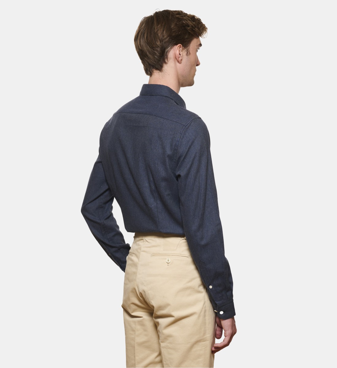 Chemise en flanelle marine coupe cintrée