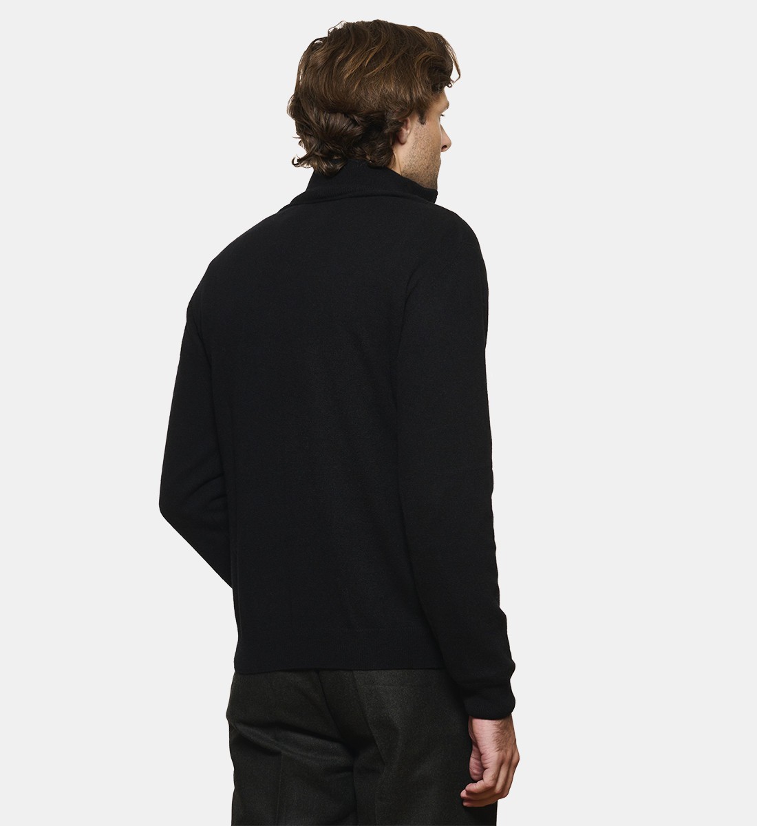 Pull noir à col zippé en cachemire