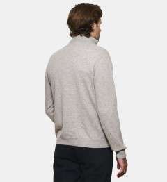 Pull gris clair à col zippé en cachemire