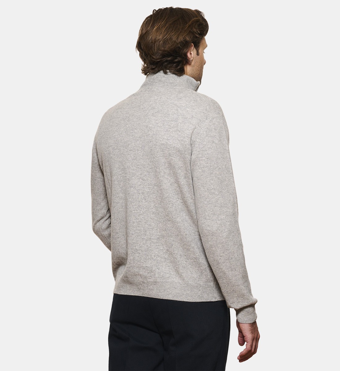 Pull gris clair à col zippé en cachemire