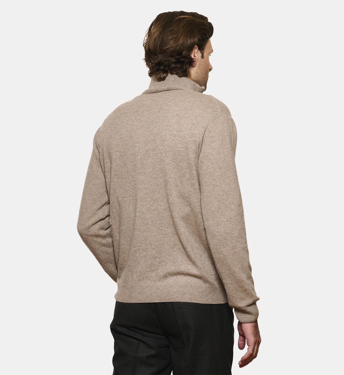 Pull Taupe à col zippé en cachemire
