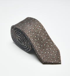 Cravate en soie marron motifs paisley