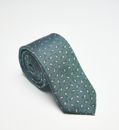 Cravate en soie verte motifs paisley