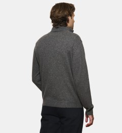 Pull anthracite à col zippé en cachemire