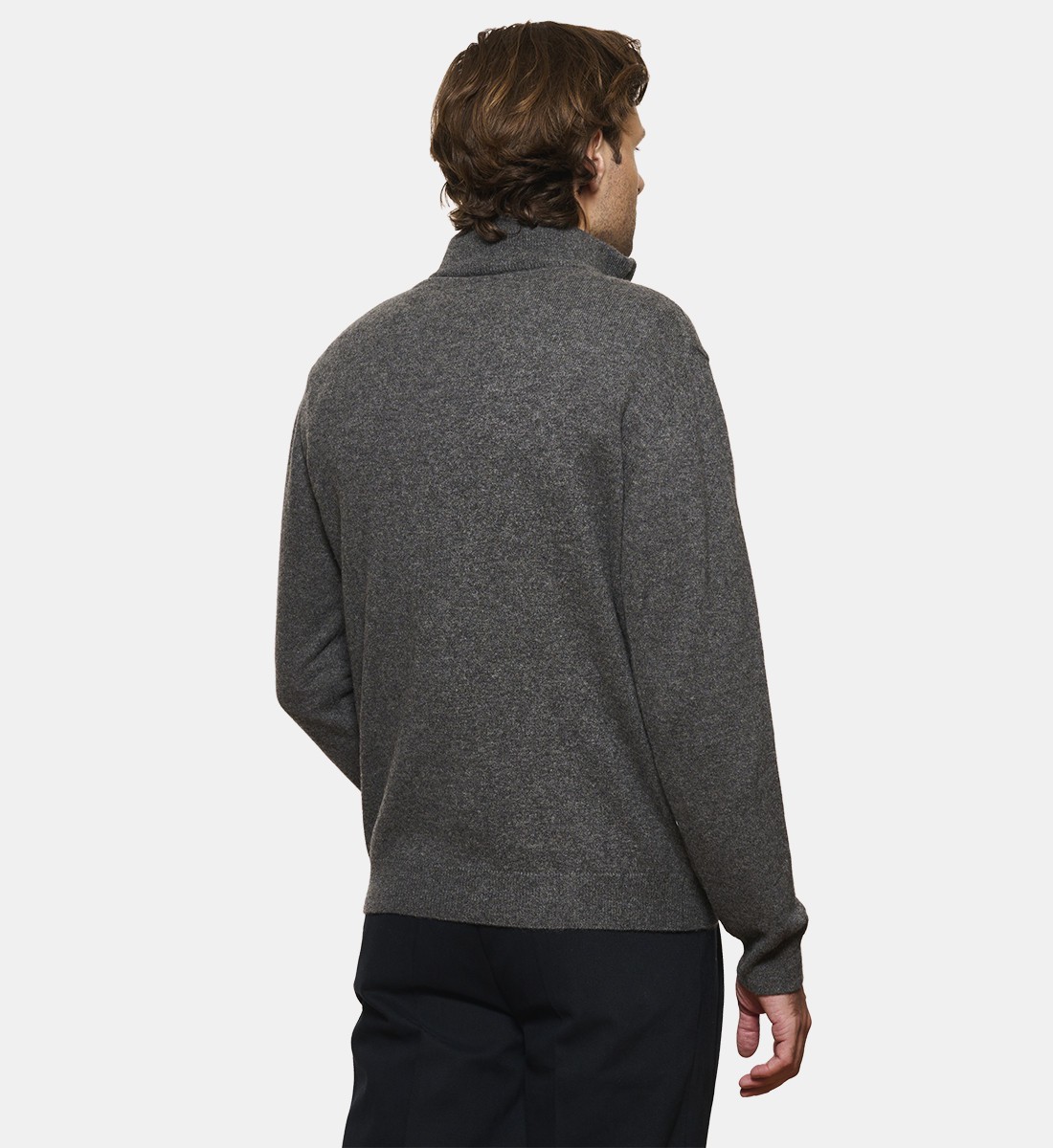 Pull anthracite à col zippé en cachemire