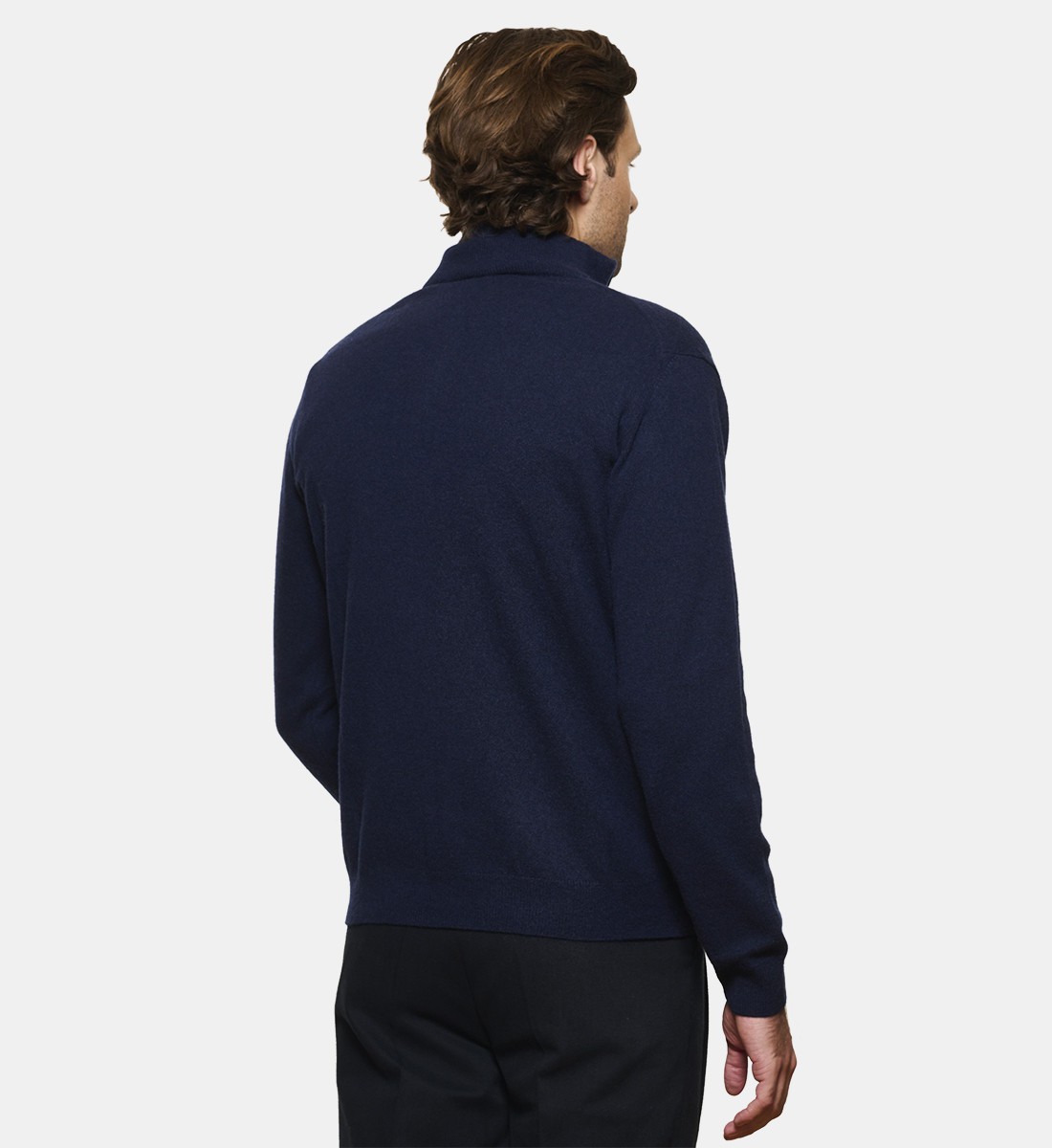 Pull à col zippé en cachemire Marine
