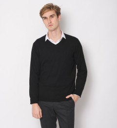 Pull col V noir en cachemire
