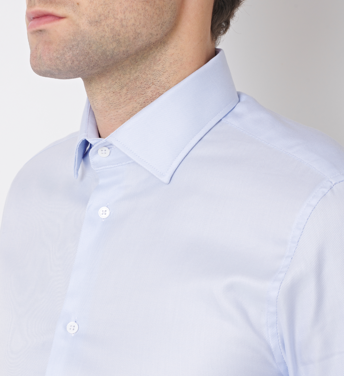 Chemise ciel en large twill coupe droite