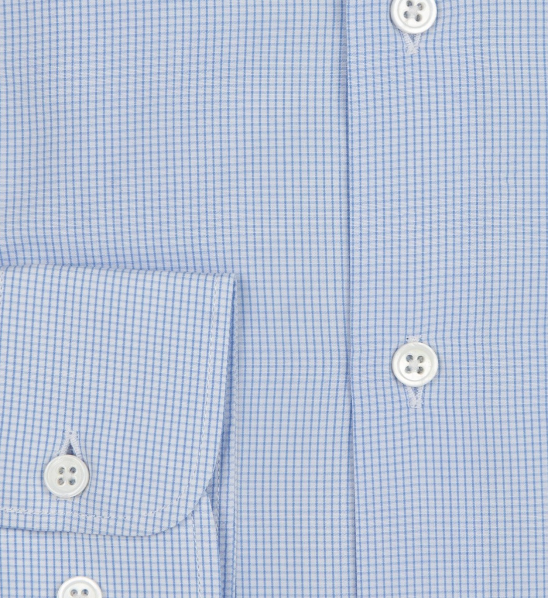 Chemise en popeline à carreaux ciel coupe cintrée