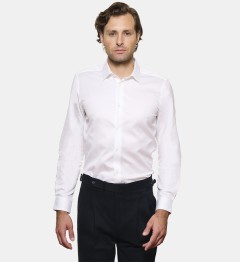 Chemise blanche pointe diamantée coupe cintrée
