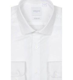 Chemise blanche en twill uni coupe cintrée