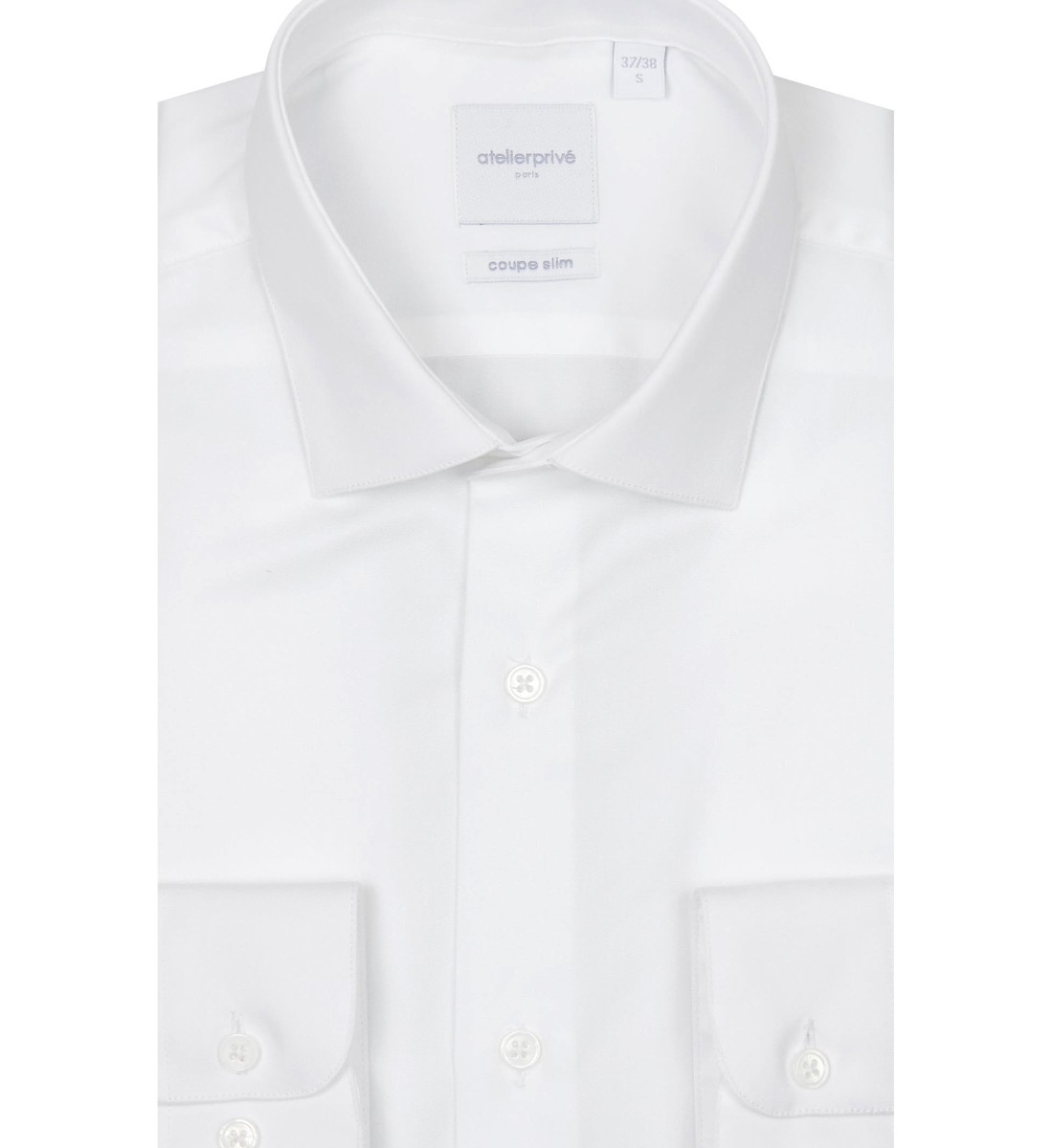 Chemise blanche en twill uni coupe cintrée