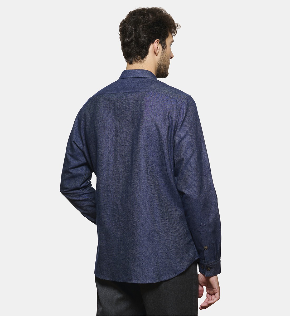 Surchemise en flanelle de coton marine coupe droite