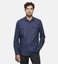 Surchemise en flanelle de coton marine coupe droite
