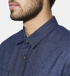 Surchemise en flanelle de coton marine coupe droite