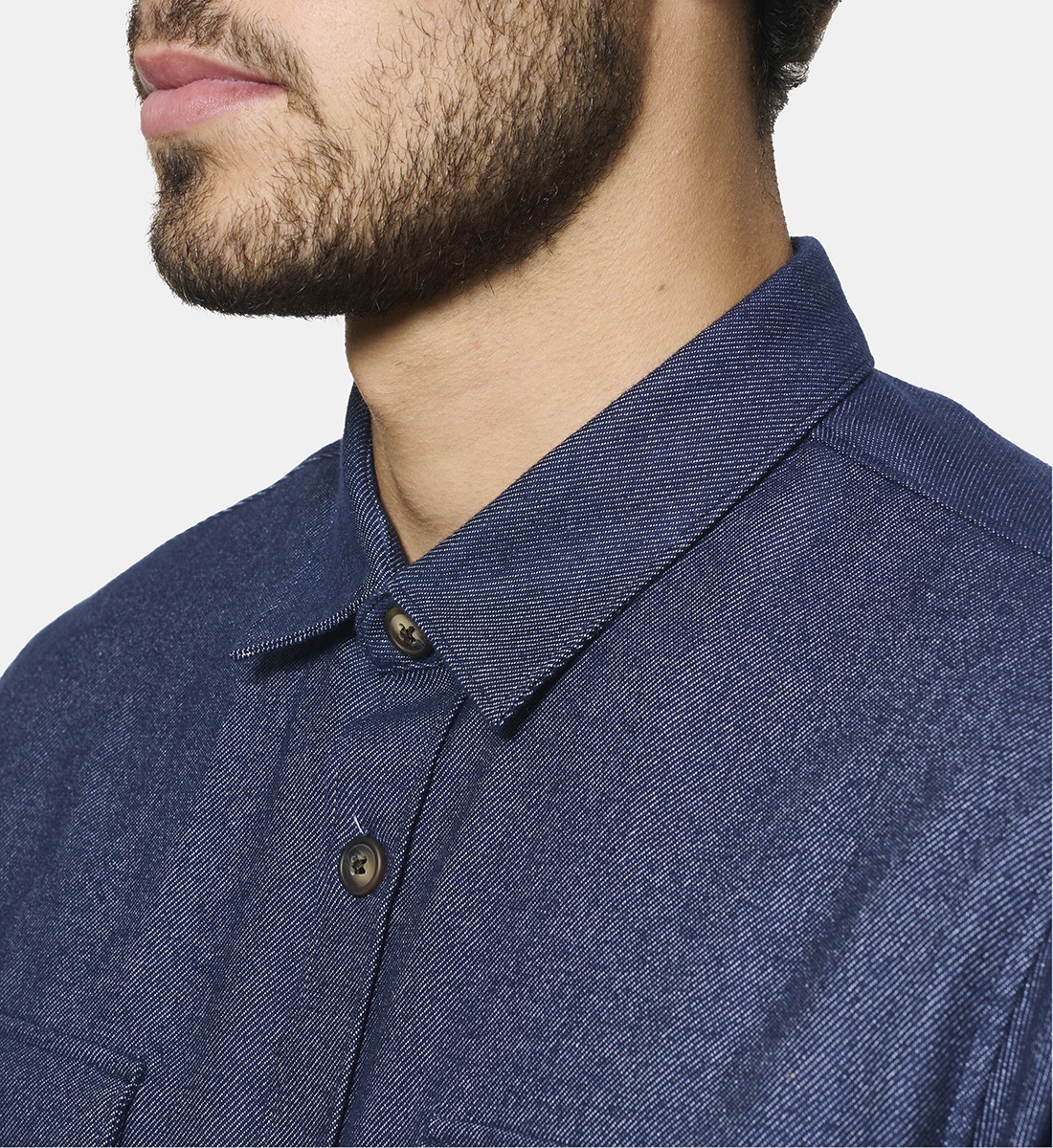 Surchemise en flanelle de coton marine coupe droite