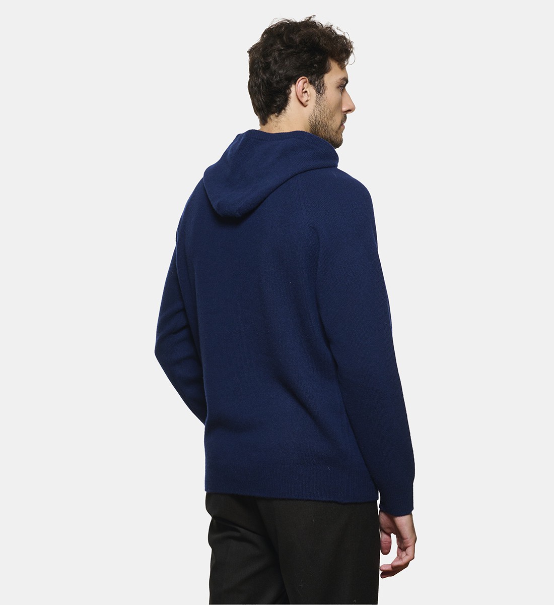 Pull à capuche en cachemire marine