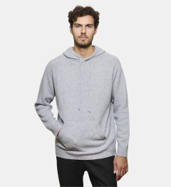 Pull à capuche en cachemire gris clair