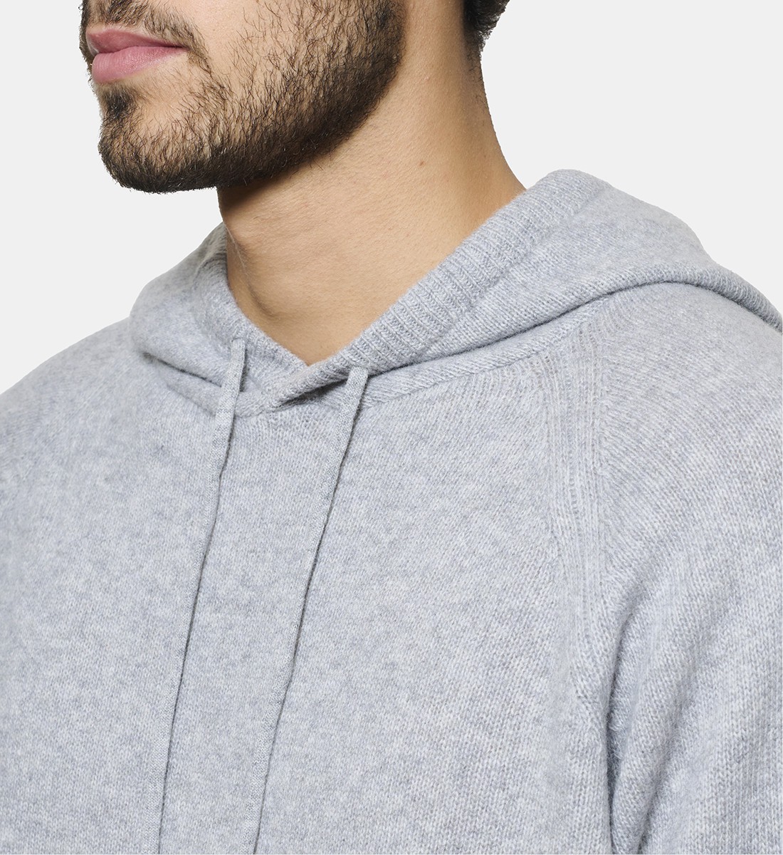 Pull à capuche en cachemire gris clair