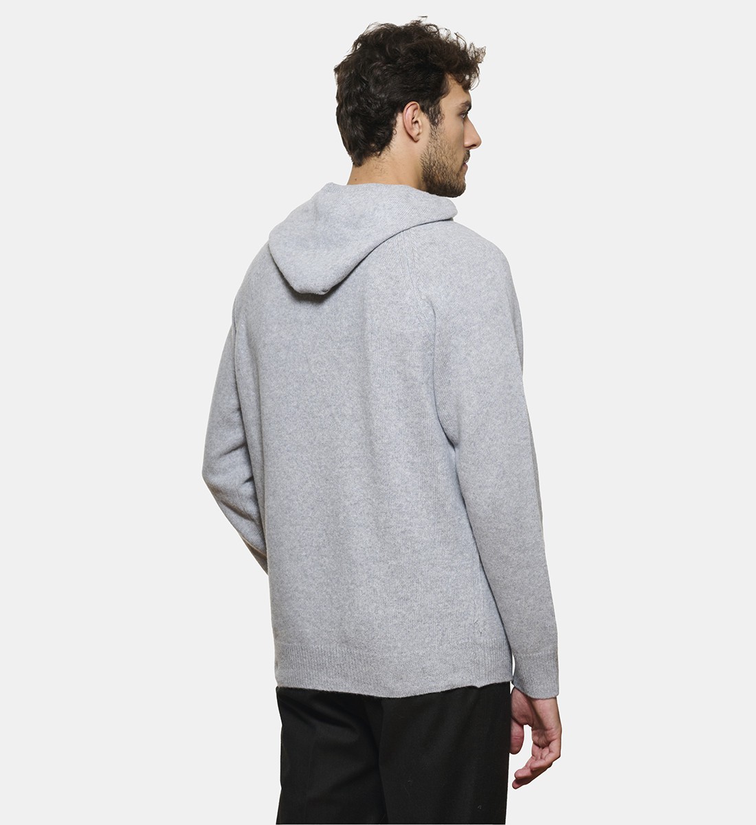 Pull à capuche en cachemire gris clair