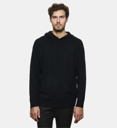 Pull à capuche en cachemire noir