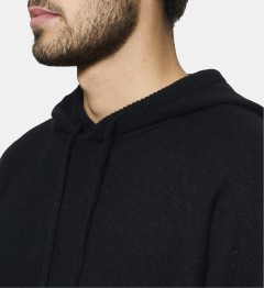 Pull à capuche en cachemire noir
