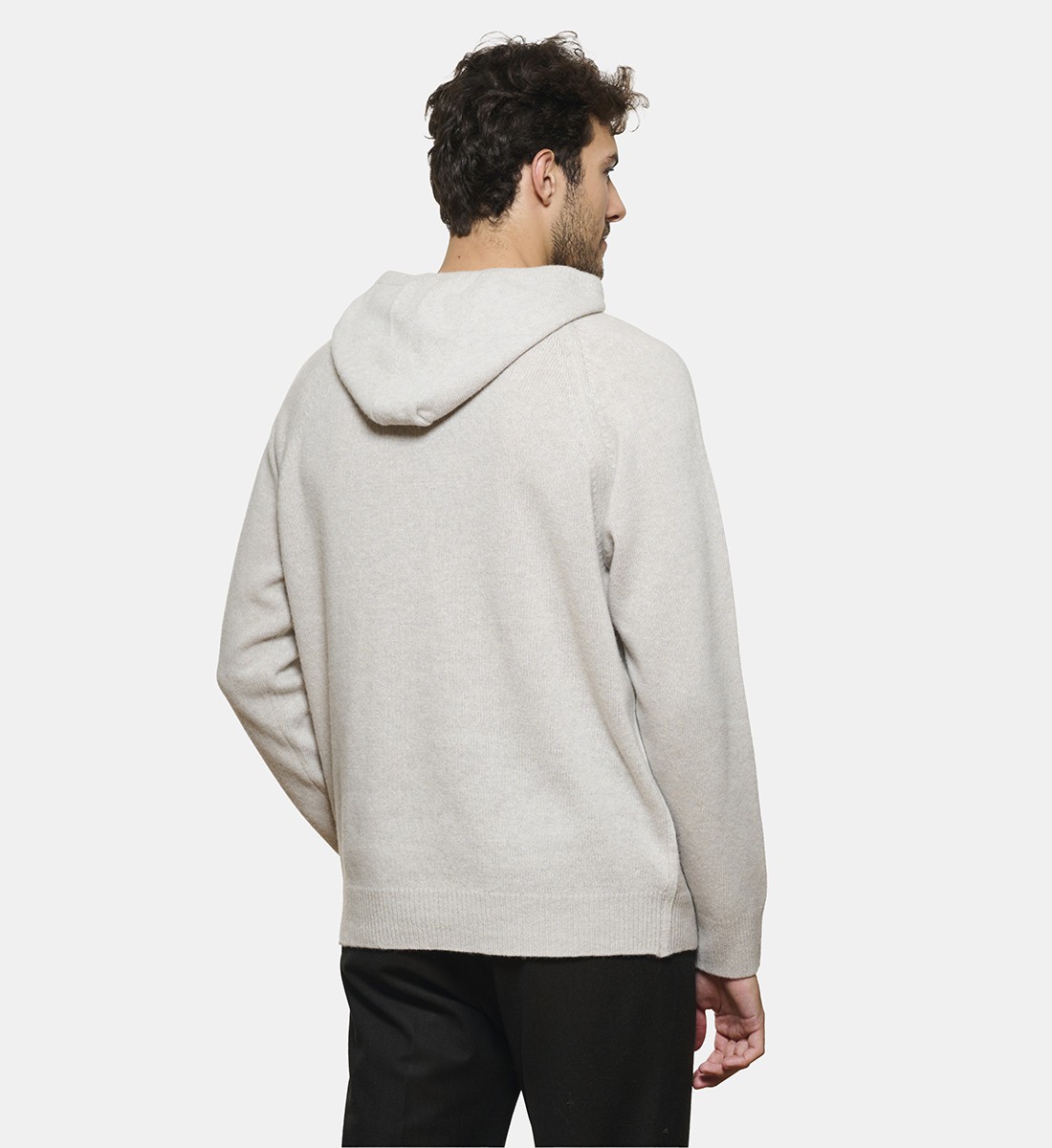 Pull à capuche en cachemire ecru