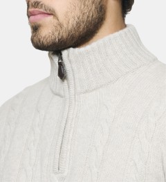 Pull noir à col zippé en cachemire