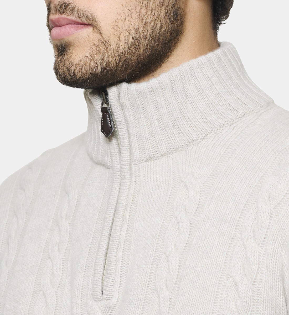 Pull noir à col zippé en cachemire