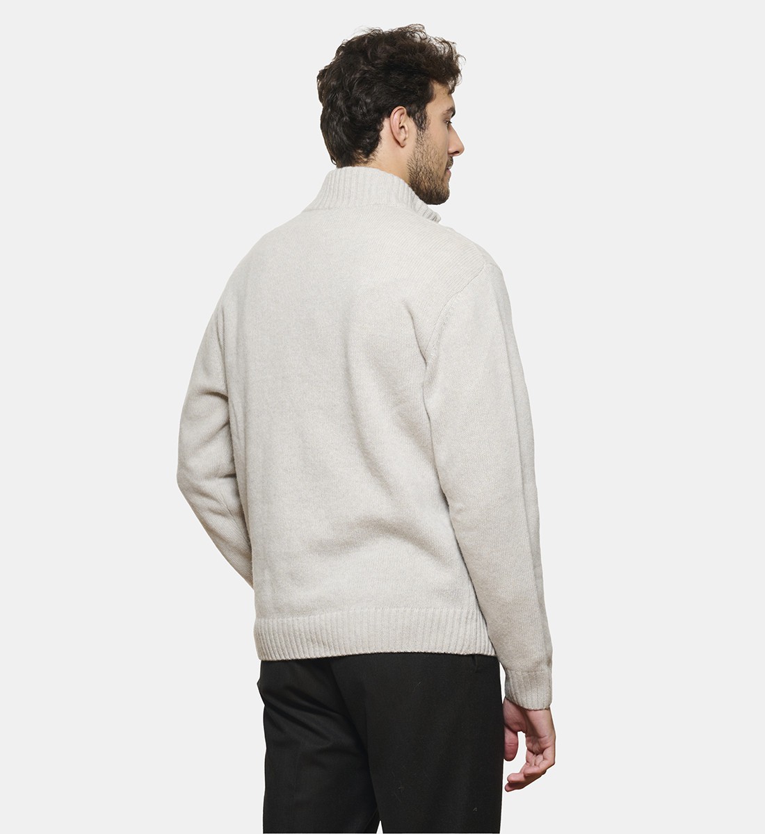 Pull noir à col zippé en cachemire
