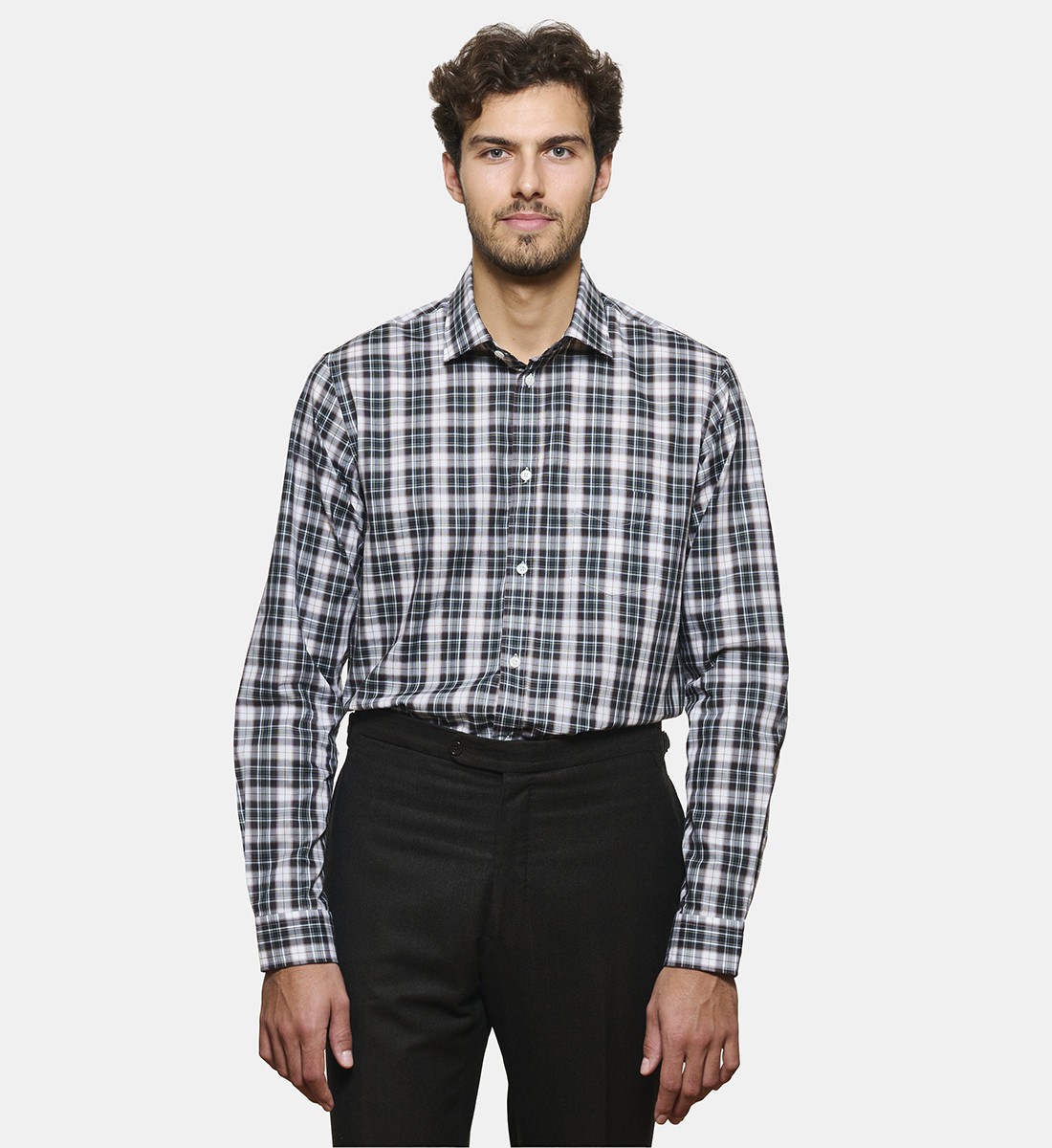 Chemise marron à carreaux