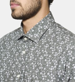 Chemise vert à motif floral coupe cintrée