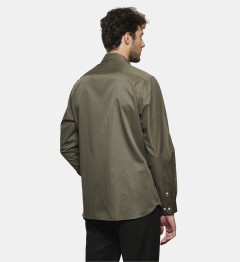 Chemise kaki en gabardine coupe droite