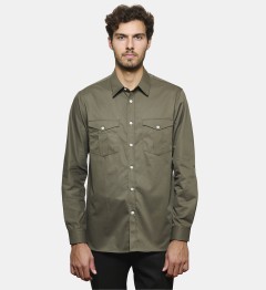 Chemise kaki en gabardine coupe droite