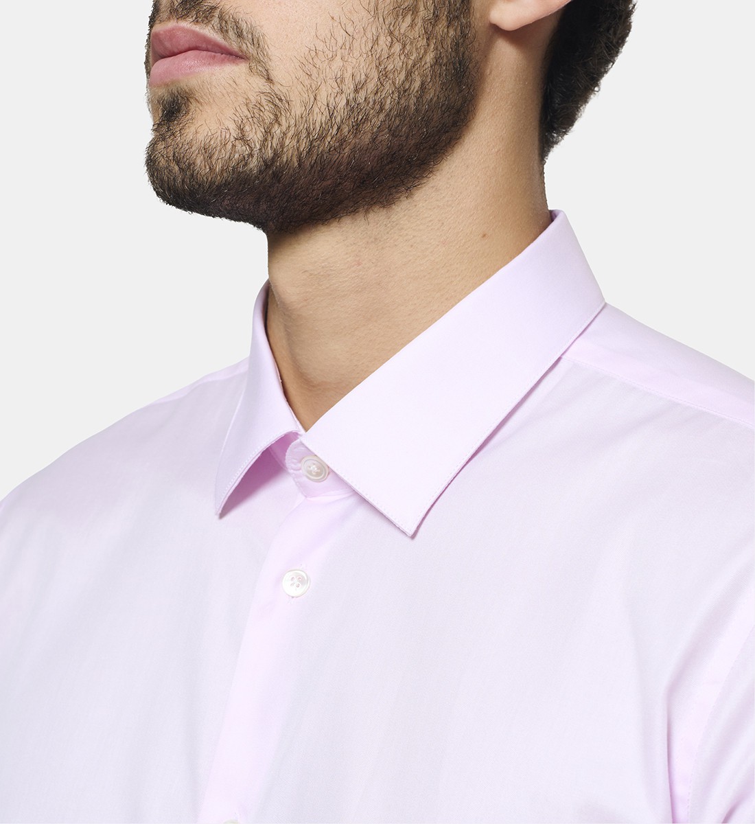 Chemise rose en twill coupe cintrée