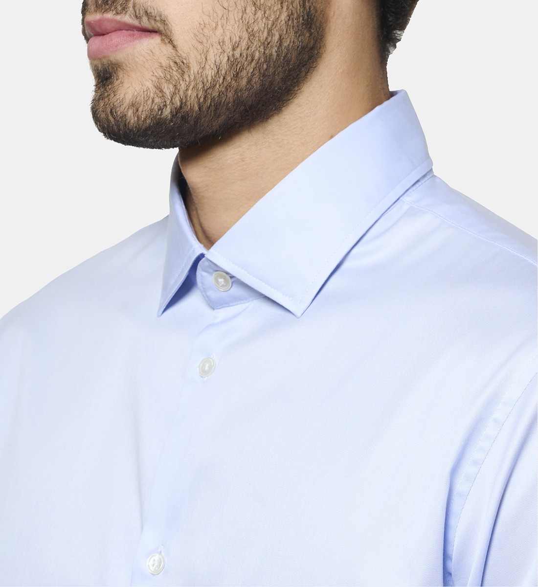 Chemise ciel en twill coupe droite
